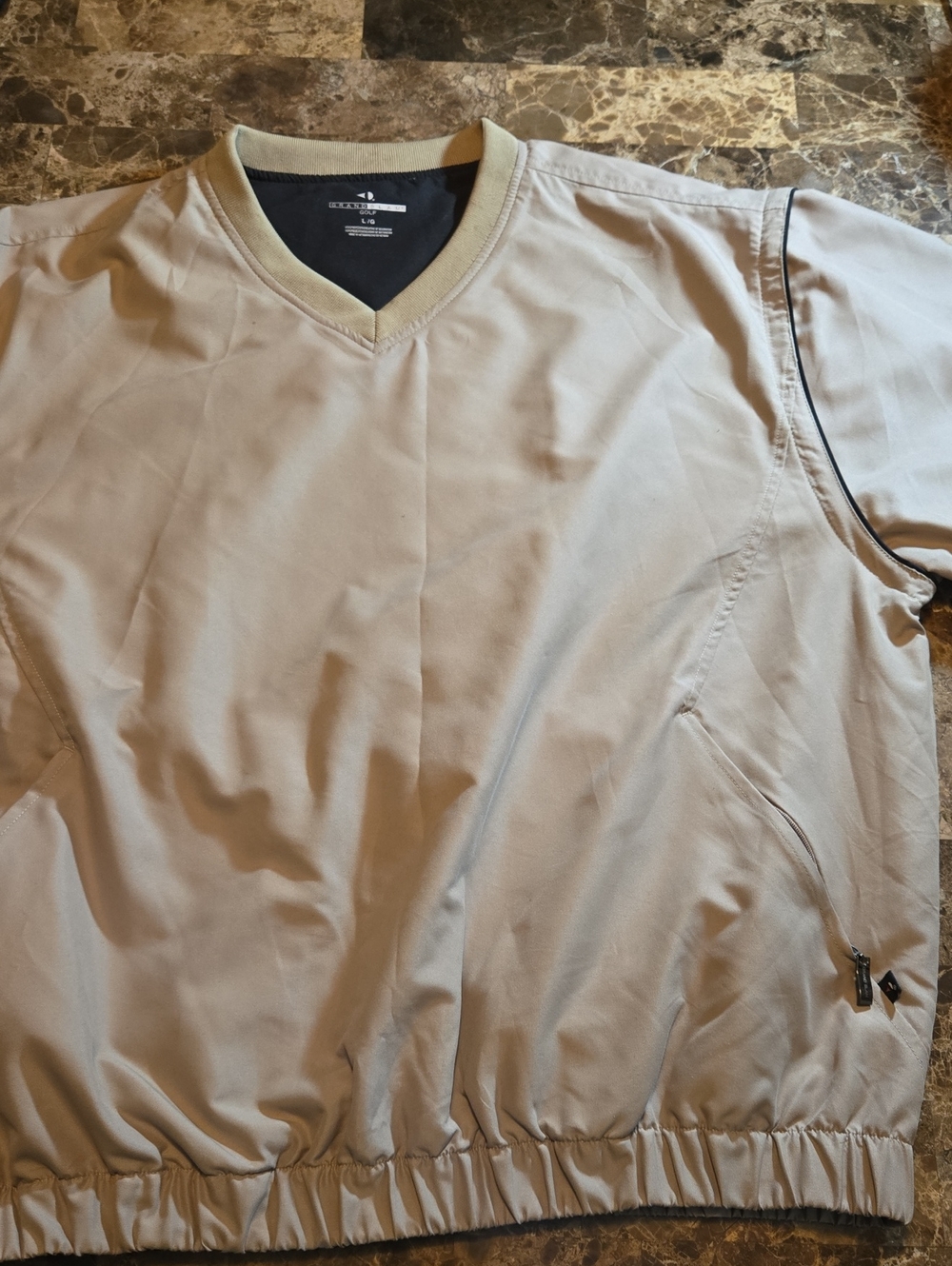 Grand Slam Golf Windbreaker Pullover Men's Size Large Khaki Removable Sleeves